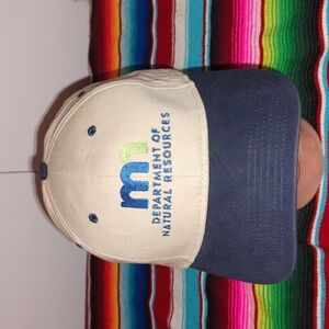 Minnesota Department of Natural Resources Embroidered Strap-on Cap Hat Beige Blu